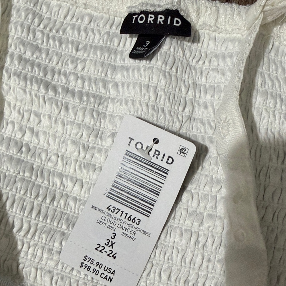 NWT Torrid Beachy Eyelet High Neck Mini Dress 3X - Picture 5 of 5